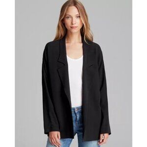 Eileen Fisher Silk Boyfriend Blazer S Oversized Relaxed Workwear Minimalist Blk